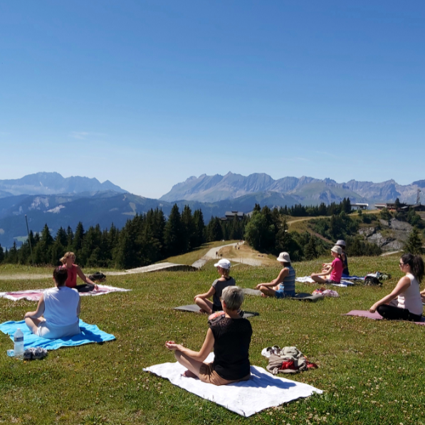 Yoga session at altitude IN FRONT OF MONT-BLANC